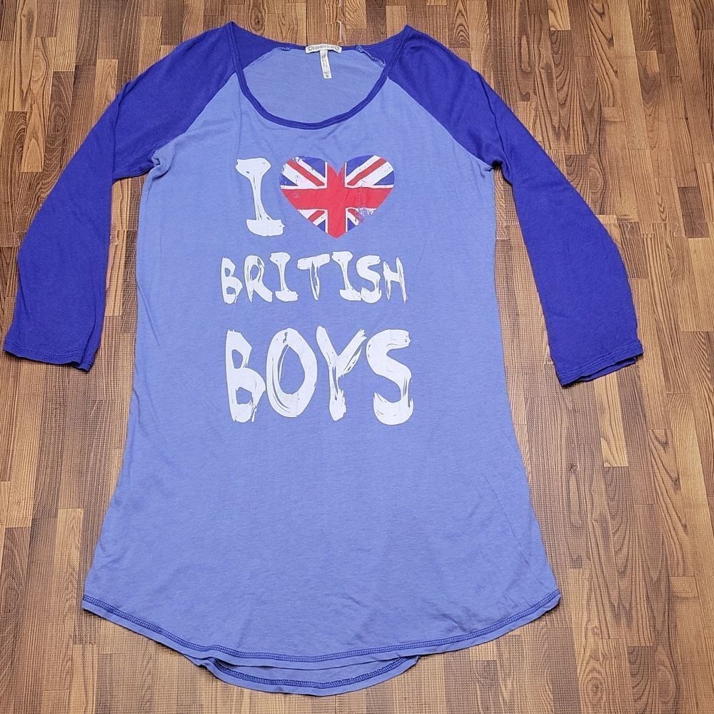 Pjsalvage I love ❤️ British Boys Pajama Shirt. Size small